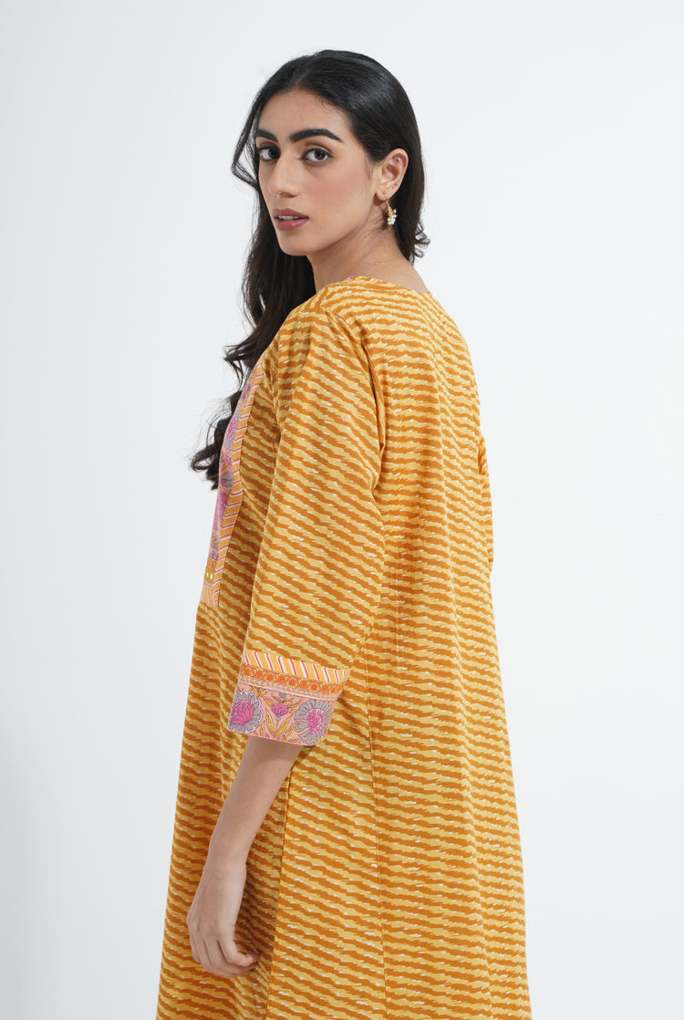 Yoke Caftan Ochre Yellow Mustard Pink (6870138683439)