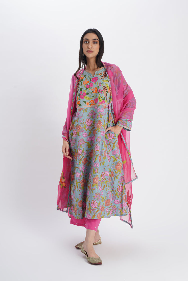 Adah Kurta Steel Blue (8017879892267)