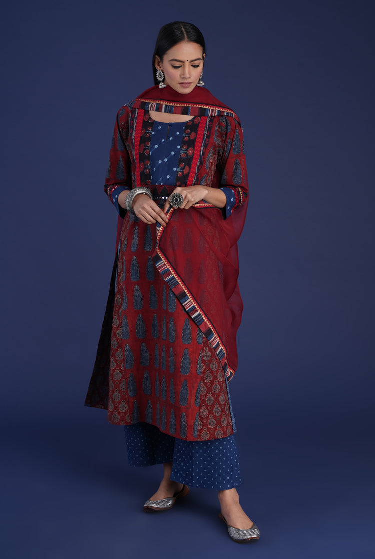 Rozana Chiffon Dupatta Maroon (6872527175727)