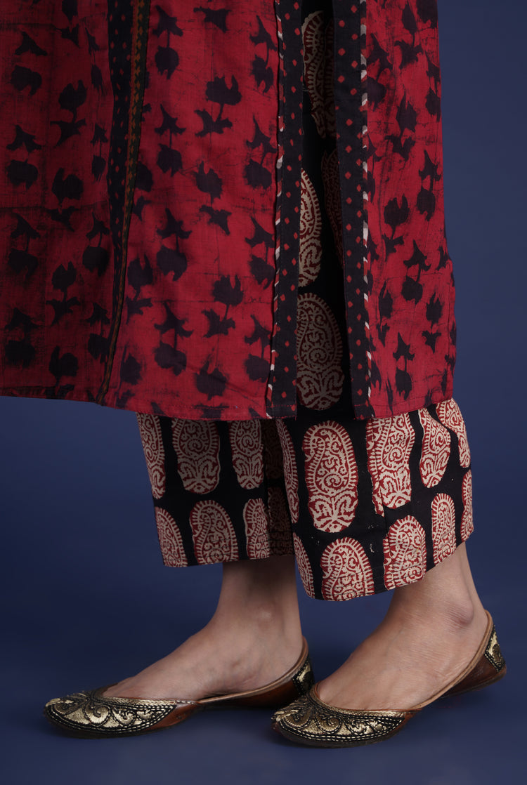 Rozana Pant Printed Black Maroon (6870140682287)