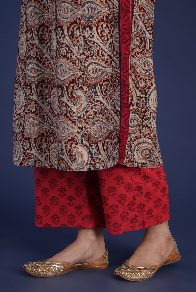 Rozana Pant Printed Maroon Red (6870140747823)