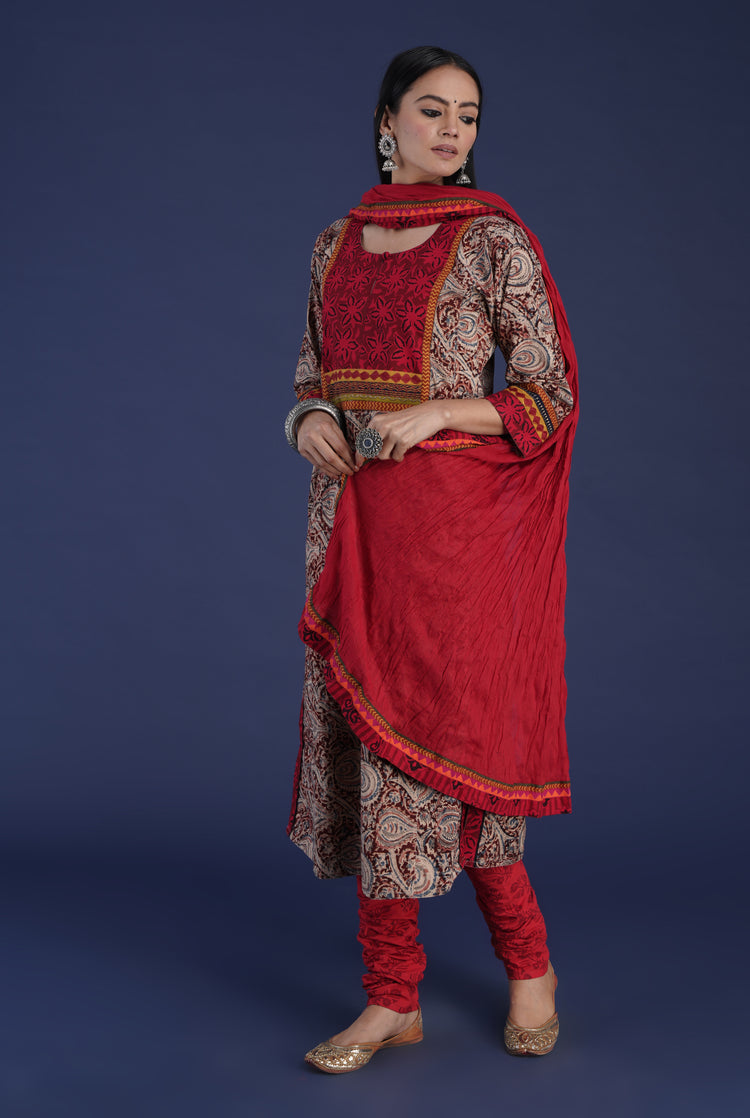 Rozana Cotton Dupatta Maroon Red (6872510005295)