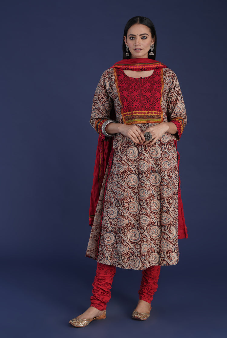 Rozana Cotton Dupatta Maroon Red (6872510005295)