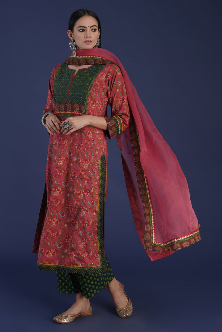 Rozana Chiffon Dupatta Peach Red (6870141403183)