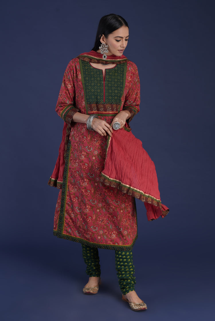 Rozana Cotton Dupatta Peach Red (6870141370415)