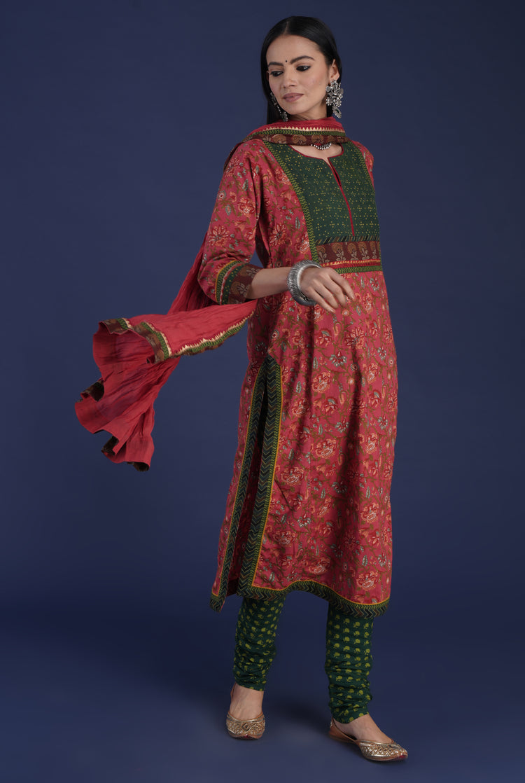 Rozana Cotton Dupatta Peach Red (6870141370415)