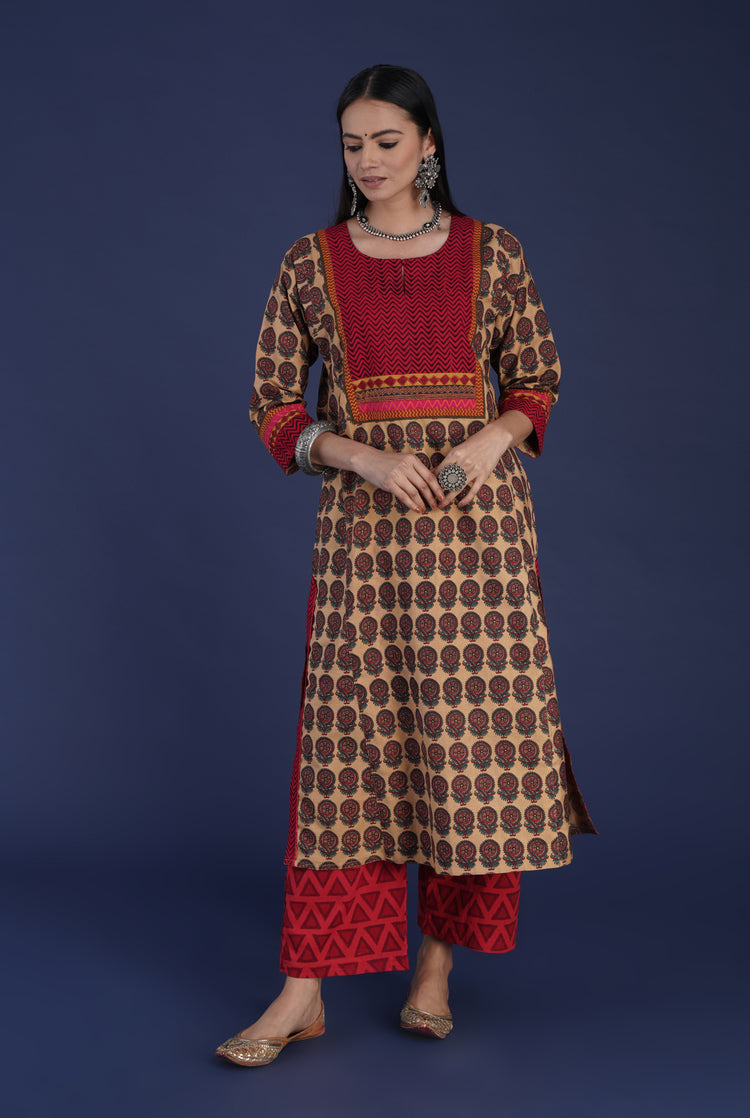 Rozana Pant Printed Maroon (6870140715055)