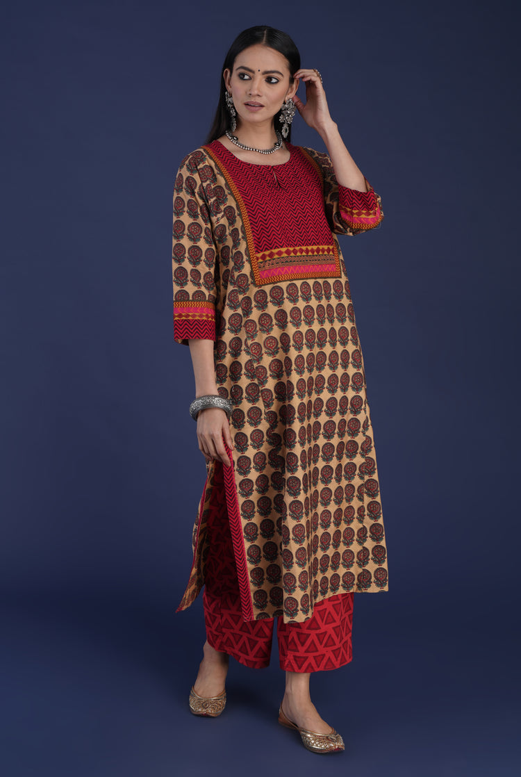 Rozana Pant Printed Maroon (6870140715055)