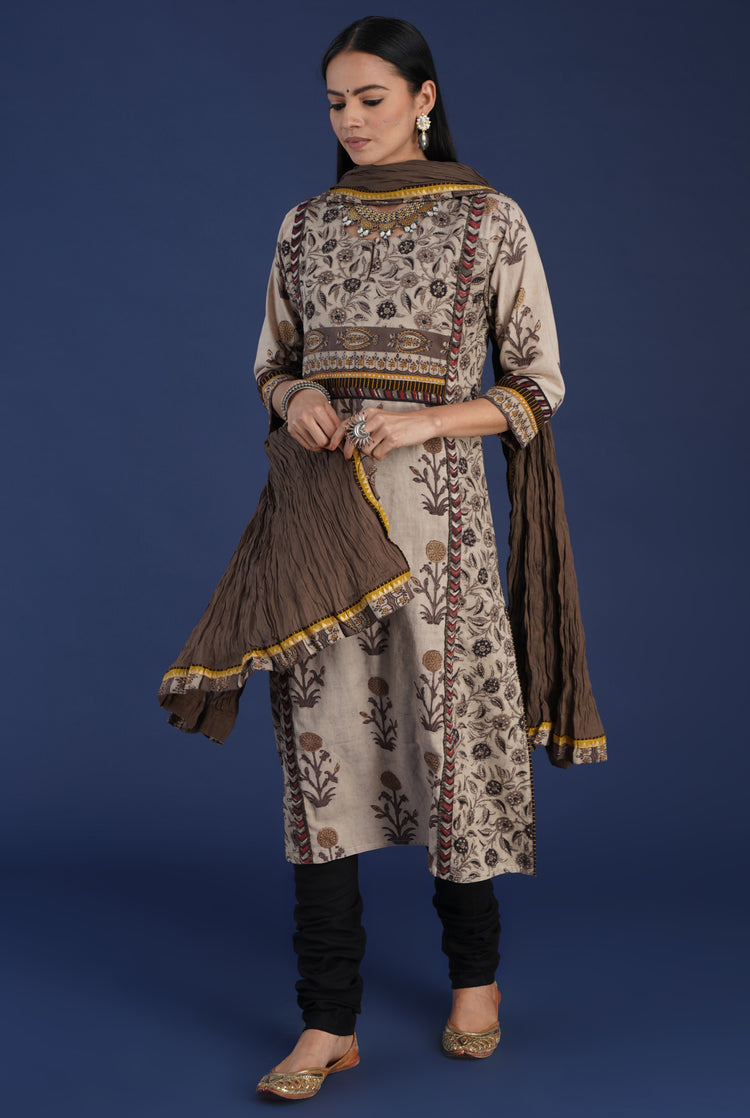 Rozana Cotton Dupatta Beige (6870141435951)