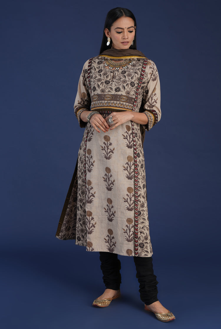 Rozana Cotton Dupatta Beige (6870141435951)