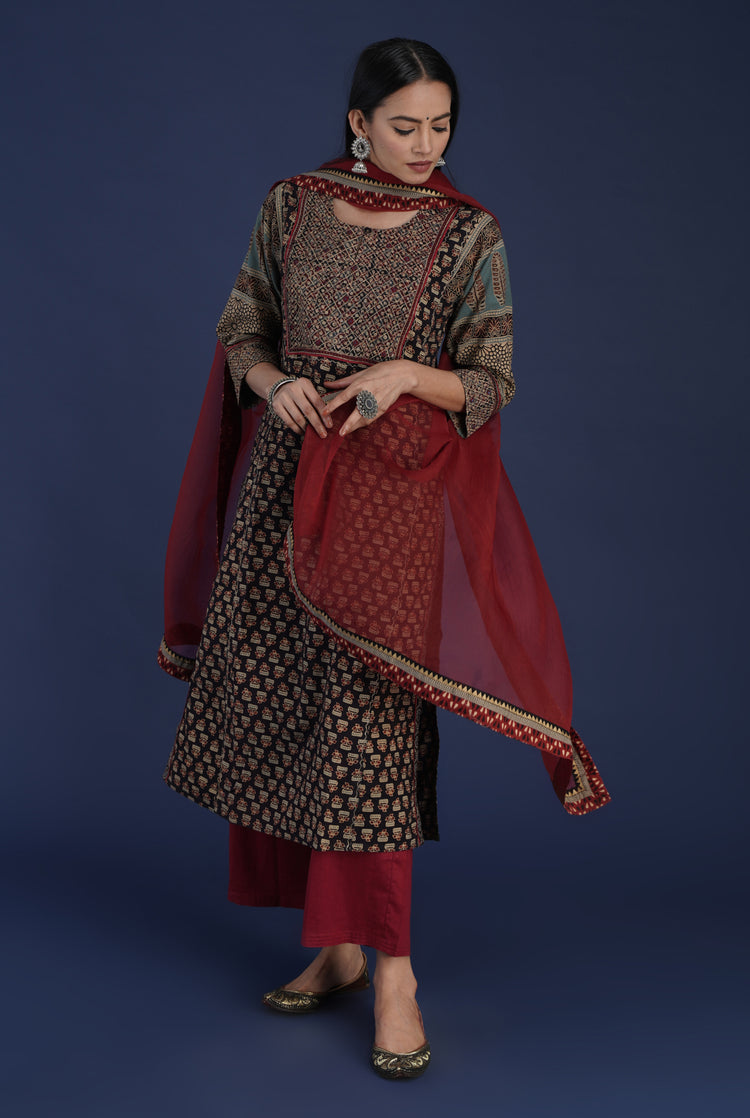 Rozana Chiffon Dupatta Maroon (6872522620975)