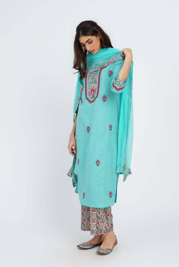 Rozana Chiffon Dupatta Aqua (7087176187951)