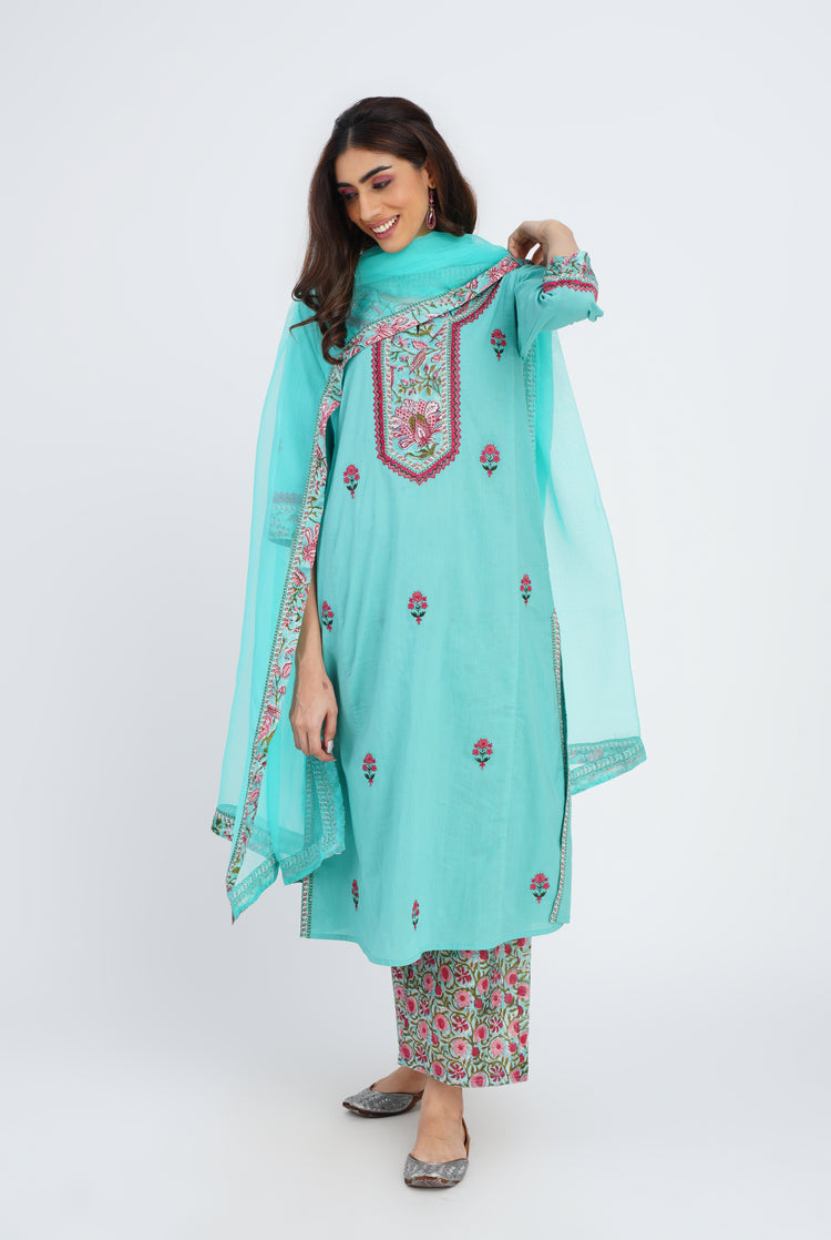 Rozana Chiffon Dupatta Aqua (7087176187951)