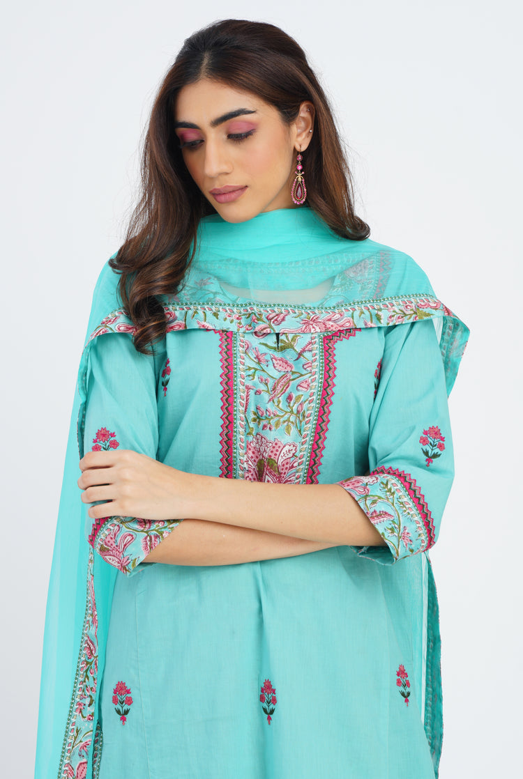 Rozana Chiffon Dupatta Aqua (7087176187951)