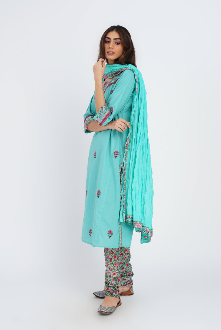 Rozana Cotton Dupatta Aqua (7087170551855)