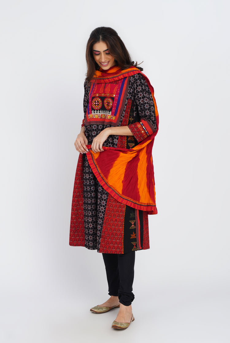 Rozana Cotton Dupatta Red Orange (7087170846767)
