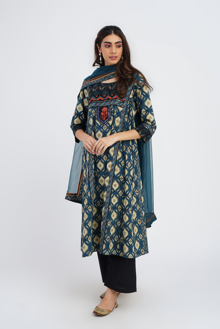 Rozana Chiffon Dupatta Blue (7087175991343)