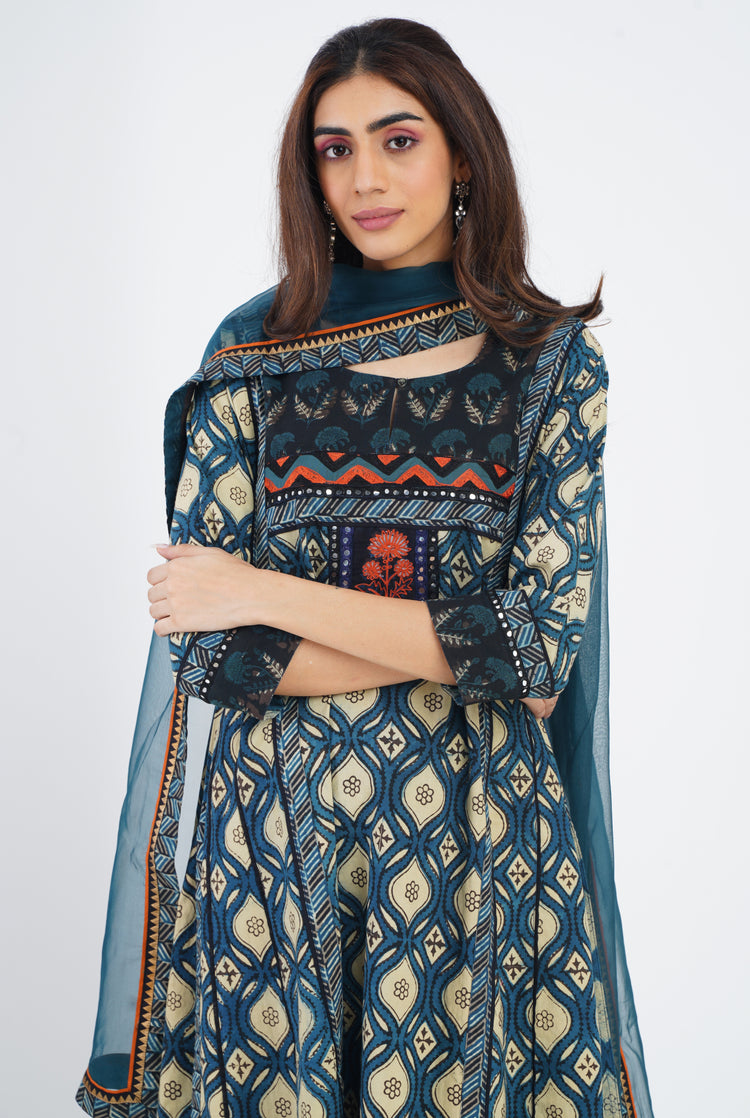 Rozana Chiffon Dupatta Blue (7087175991343)