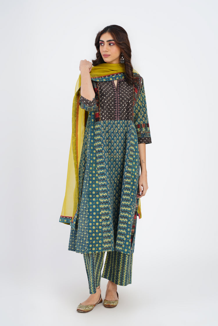 Kashi Kurta Grey Bottle Green (7083274305583)