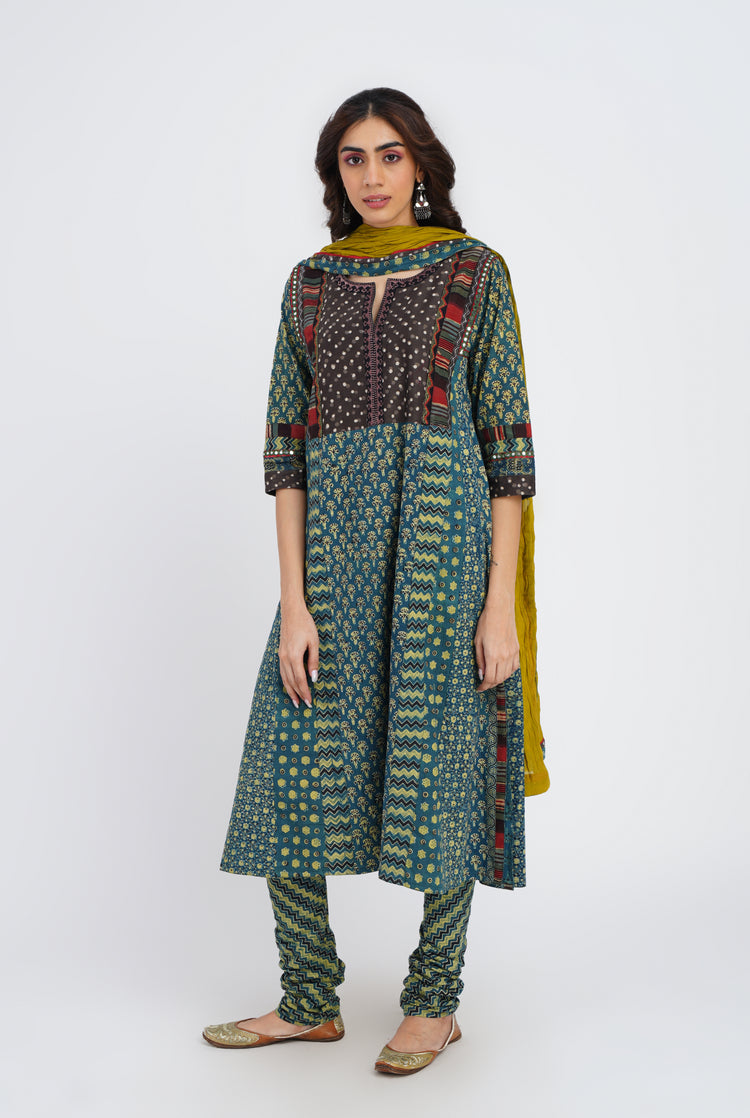 Kashi Kurta Grey Bottle Green (7083274305583)