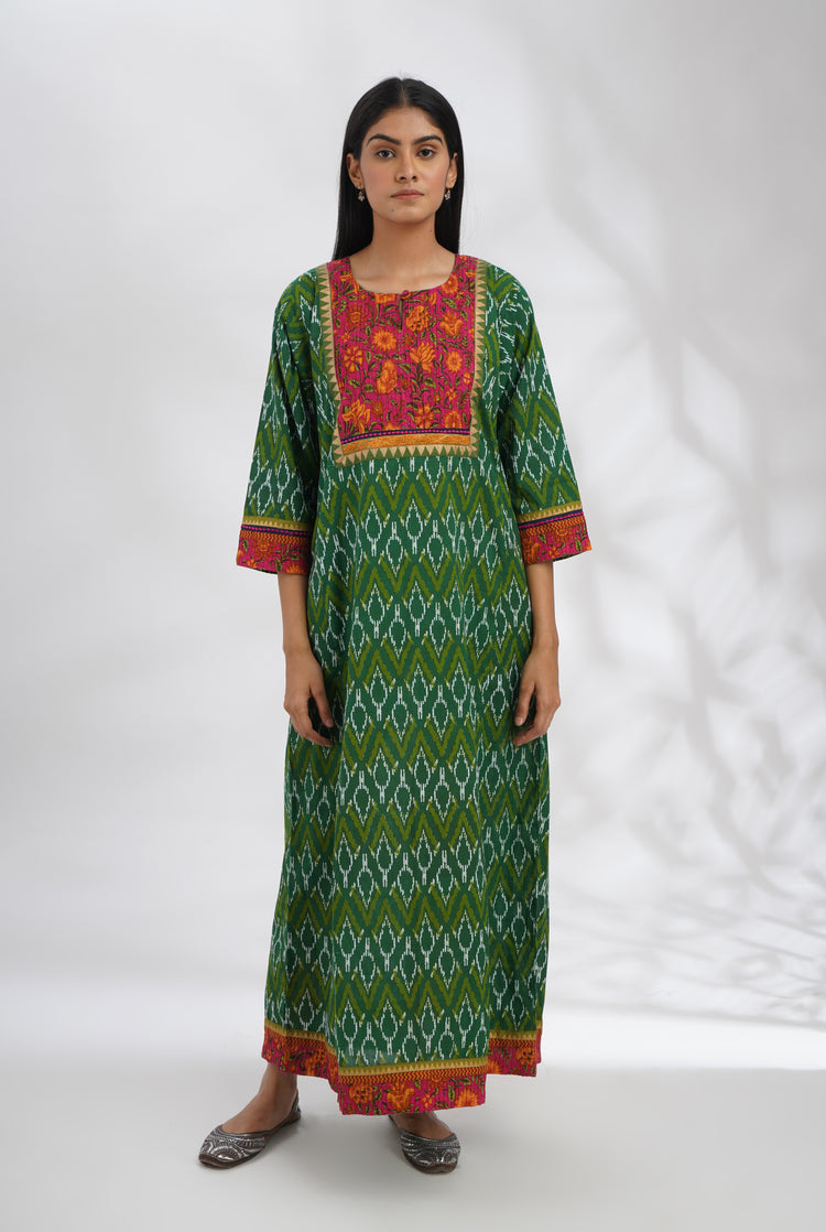 Yoke Caftan Green White (7047243792431)