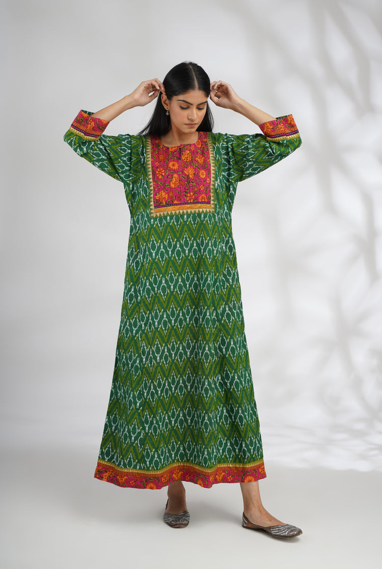 Yoke Caftan Green White (7047243792431)