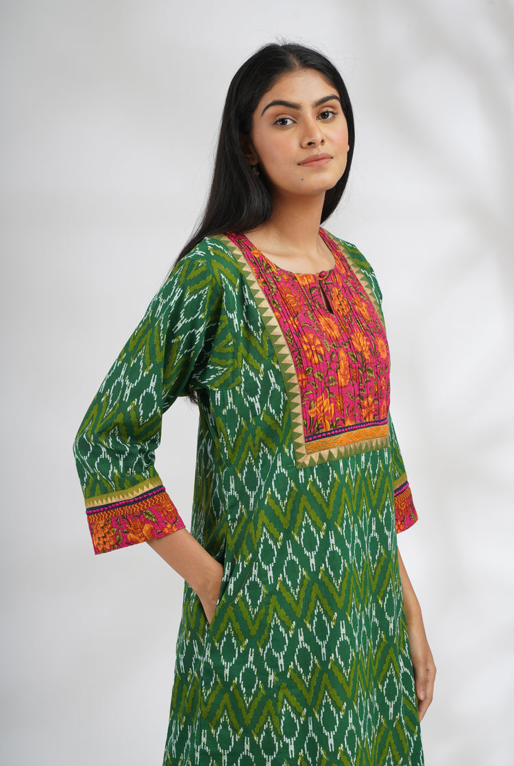 Yoke Caftan Green White (7047243792431)