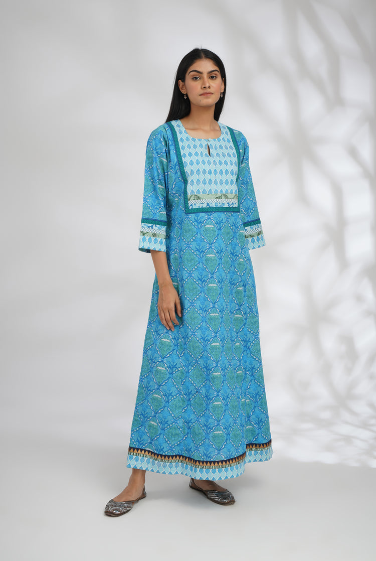 Yoke Caftan White Sky Blue (7047246872623)