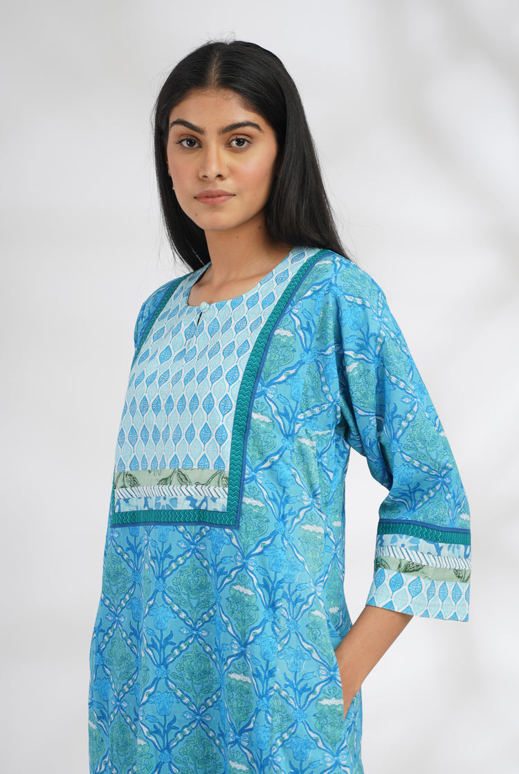 Yoke Caftan White Sky Blue (7047246872623)