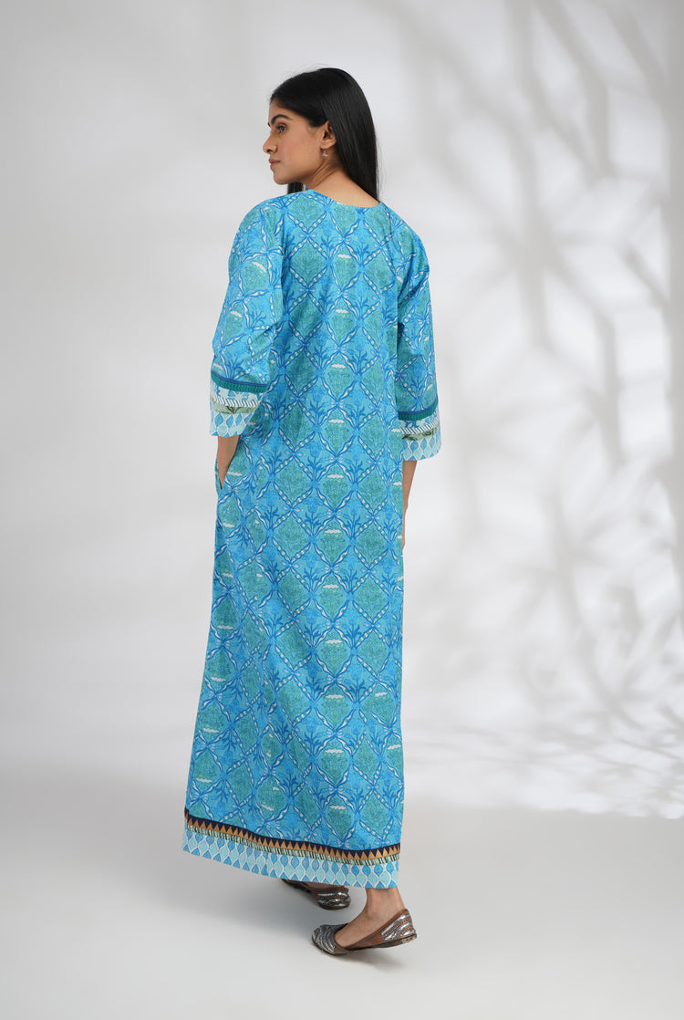 Yoke Caftan White Sky Blue (7047246872623)