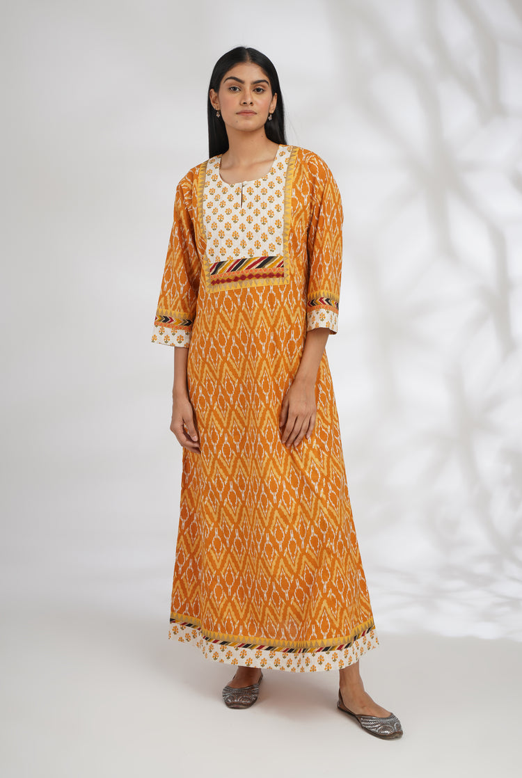 Yoke Caftan Mustard Cream (7047248019503)