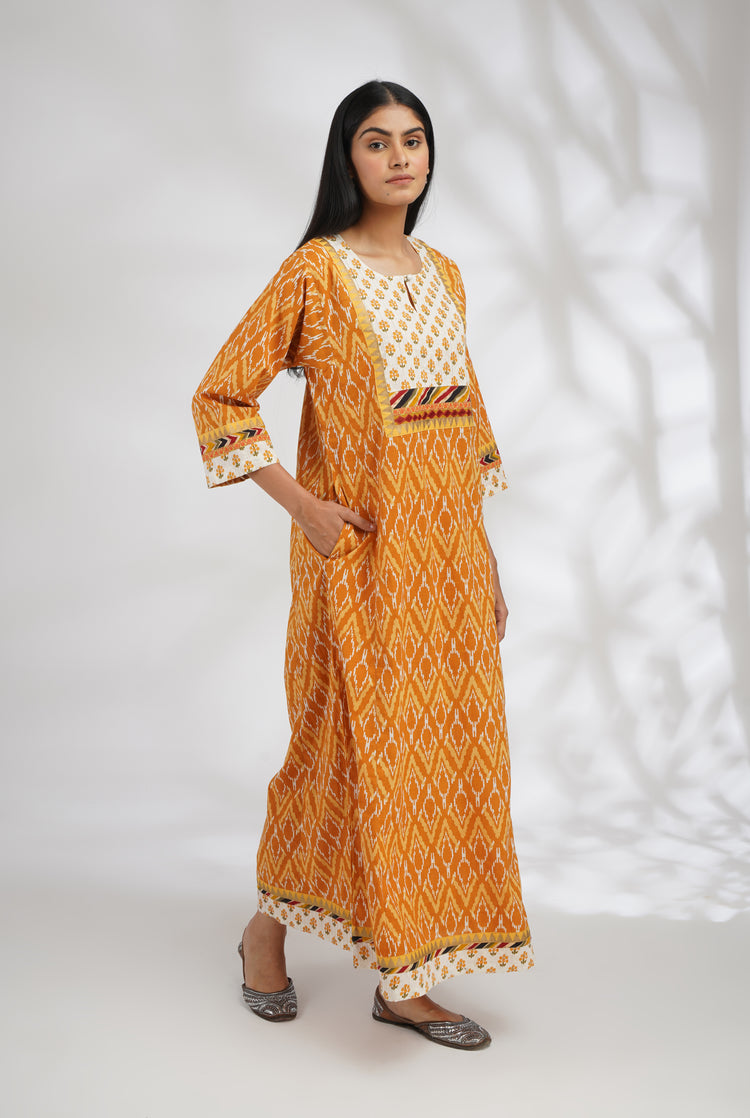 Yoke Caftan Mustard Cream (7047248019503)