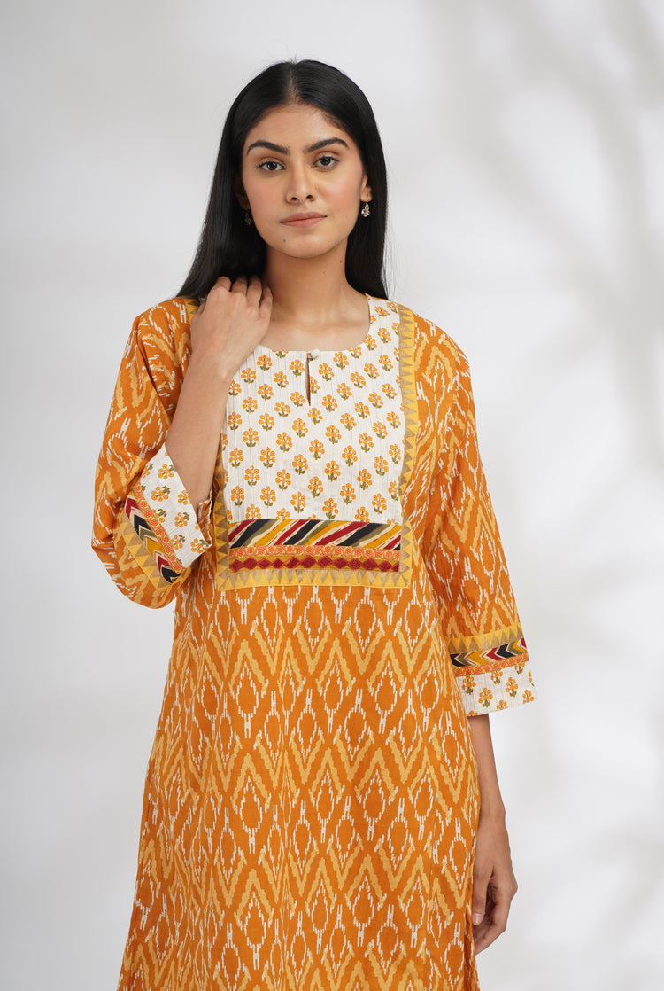 Yoke Caftan Mustard Cream (7047248019503)