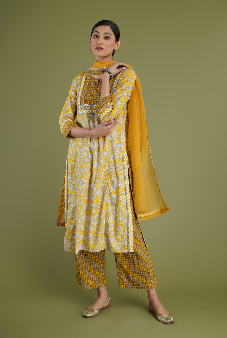 Elina Kurta Mustard White (6969165807663)