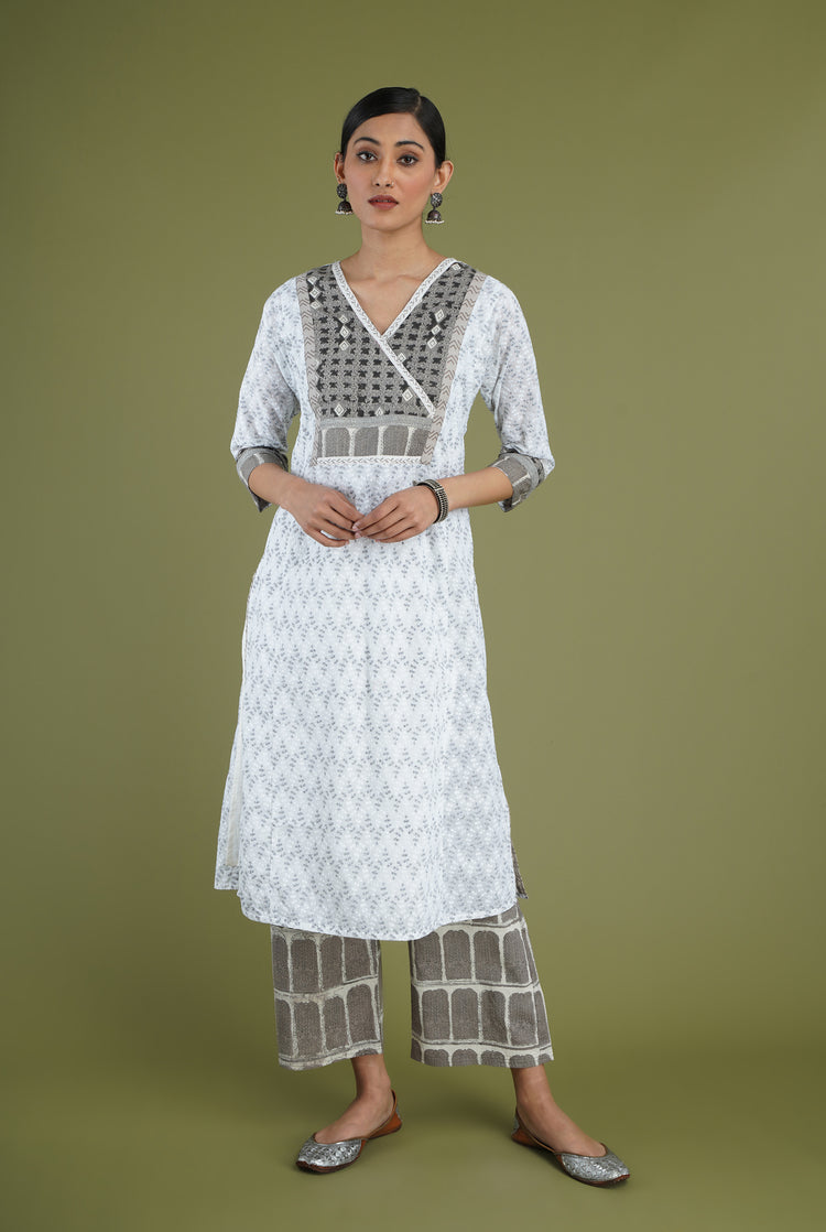 Rozana Printed Pant White Grey (6936654610479)