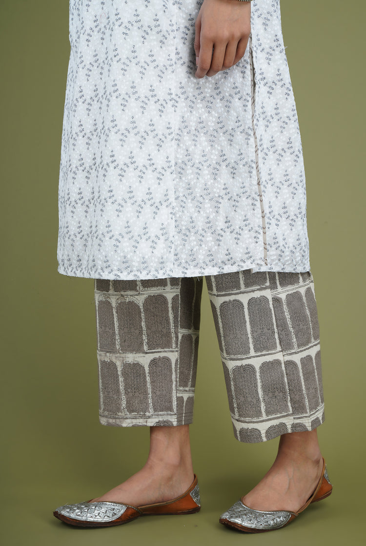 Rozana Printed Pant White Grey (6936654610479)