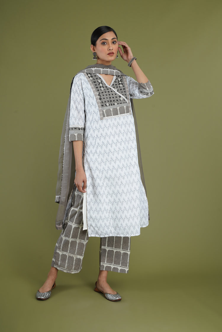 Rozana Printed Pant White Grey (6936654610479)