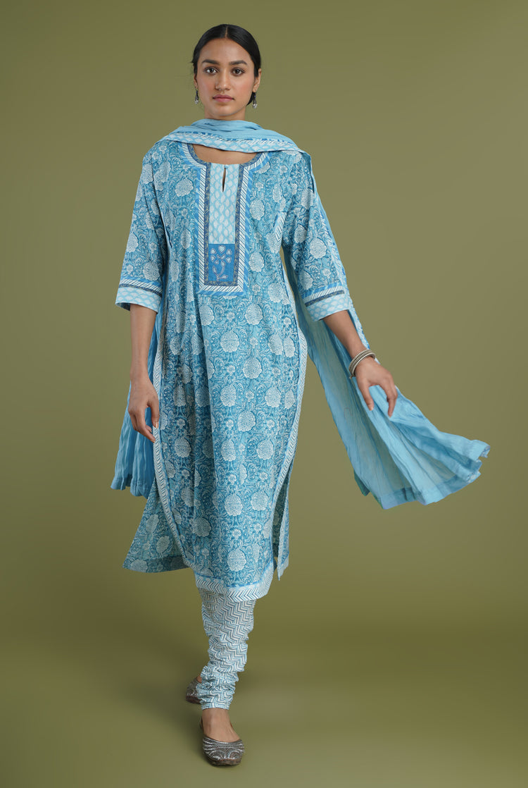 Rozana Printed Bottom Blue And White (6969259261999)