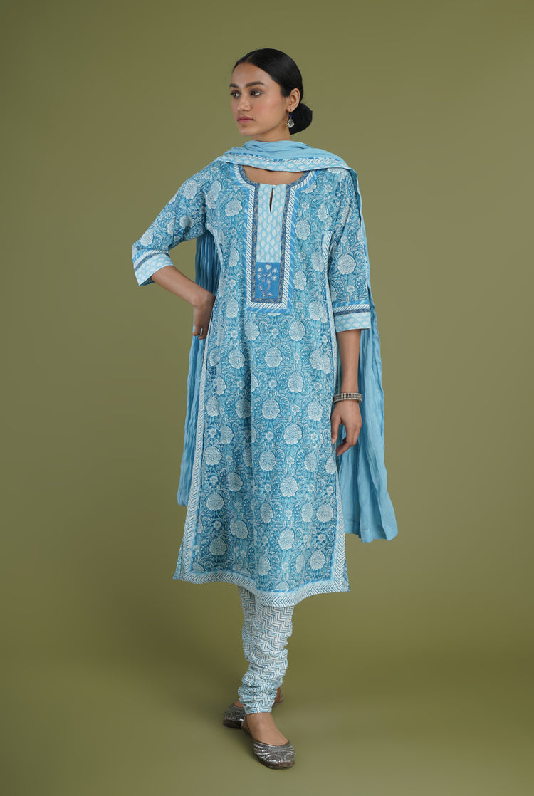 Rozana Printed Bottom Blue And White (6969259261999)