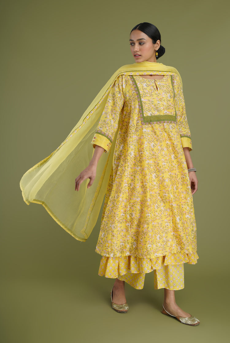 Rozana Printed Pant Yellow (6969349079087)