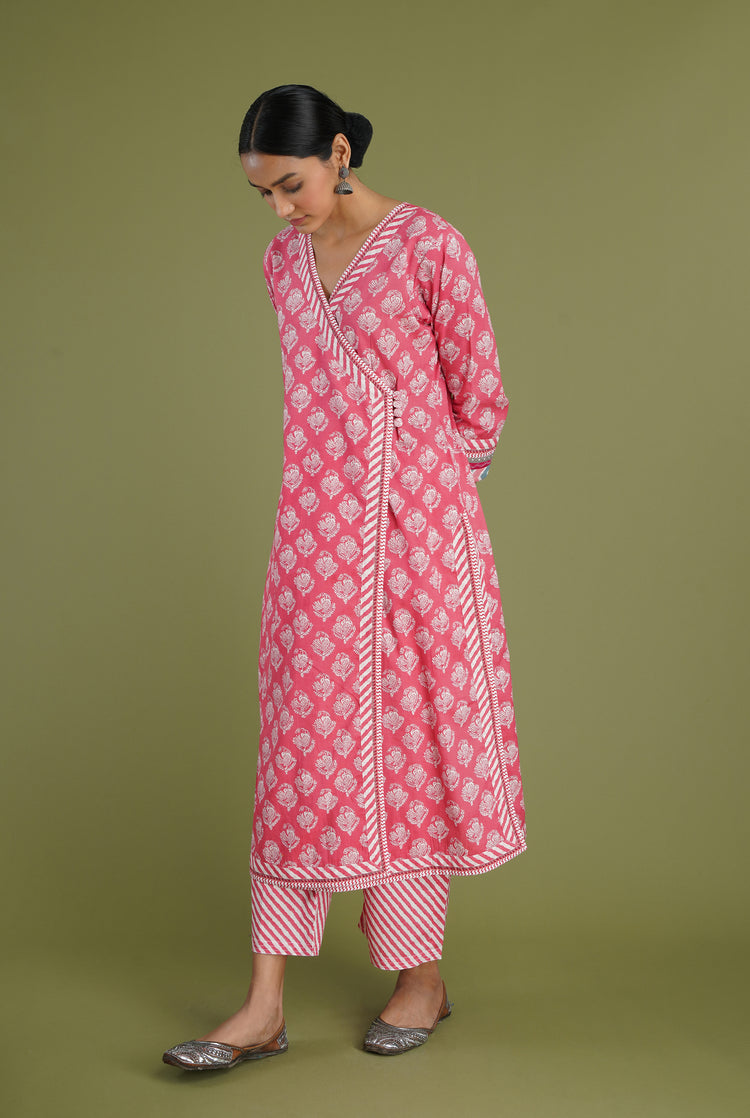 Angrakha Kurta Pink White (6906582433839)