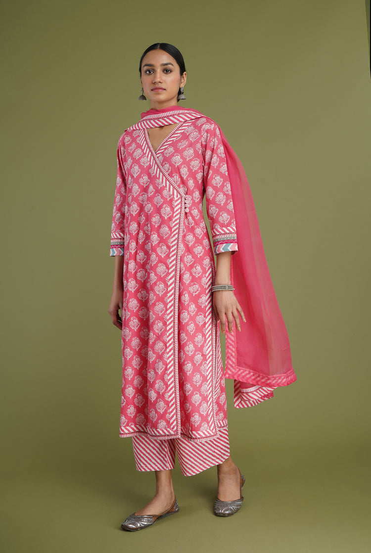 Angrakha Kurta Pink White (6906582433839)