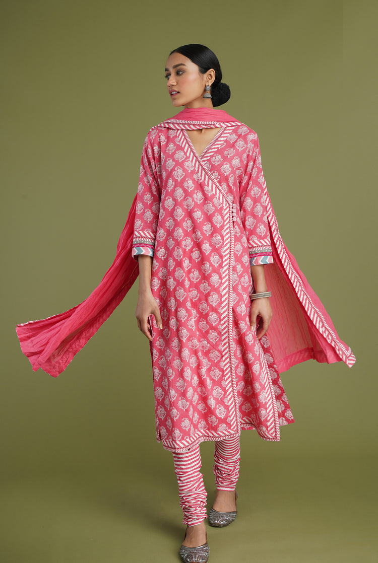 Angrakha Kurta Pink White (6906582433839)