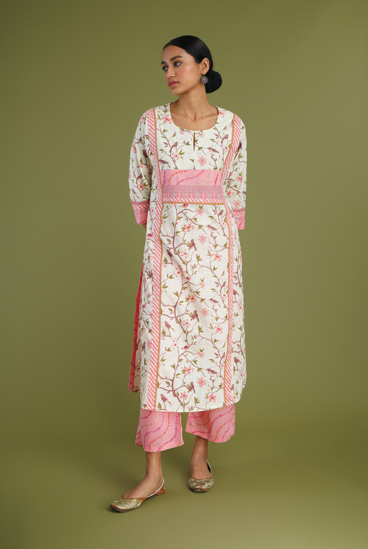 Afreen Kurta Cream Peach (6969141657647)