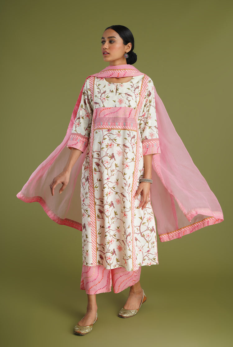 Afreen Kurta Cream Peach (6969141657647)