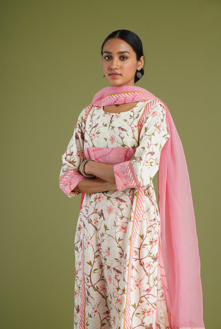 Afreen Kurta Cream Peach (6969141657647)