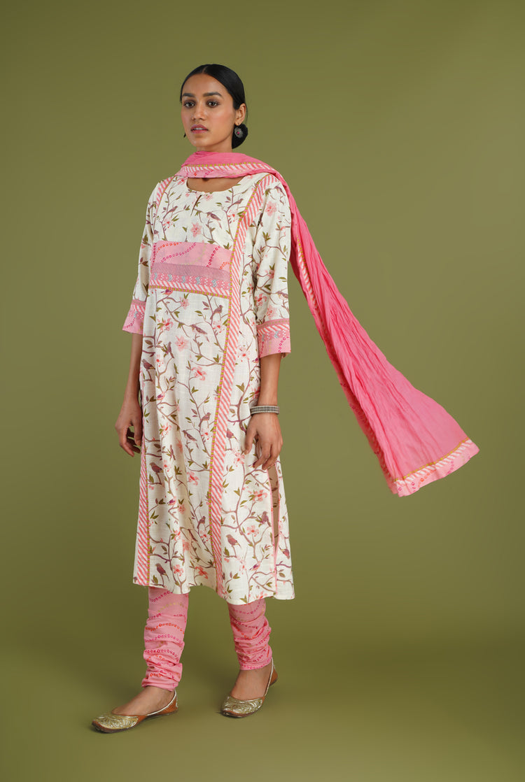 Afreen Kurta Cream Peach (6969141657647)
