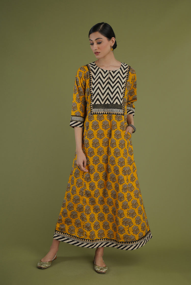 Yoke Caftan Yellow White Black (6906580926511)