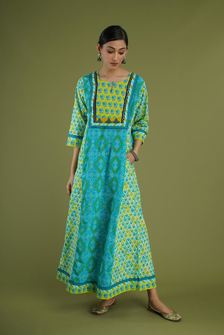 Yoke Caftan Blue Green (6906587775023)