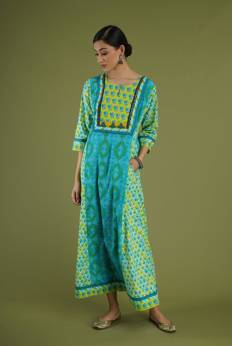 Yoke Caftan Blue Green (6906587775023)